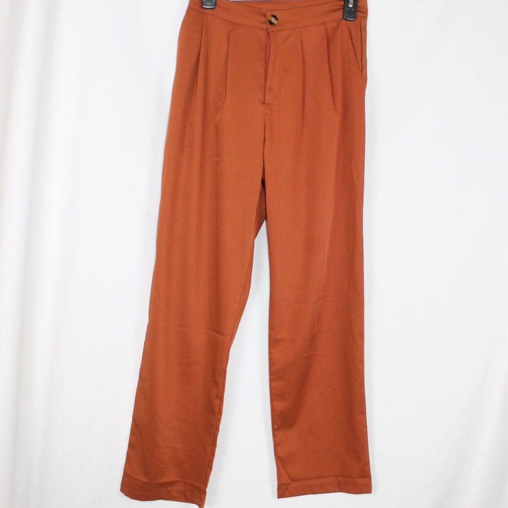 DAZY Pants Woman Size Large Rusty Orange Straight Leg Lightweight High Waist